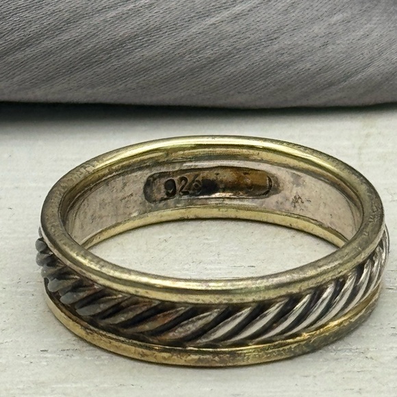 David yurman Sterling silver & 14k band Ring 7.07G / 6mm / sz 9 - Picture 4 of 6